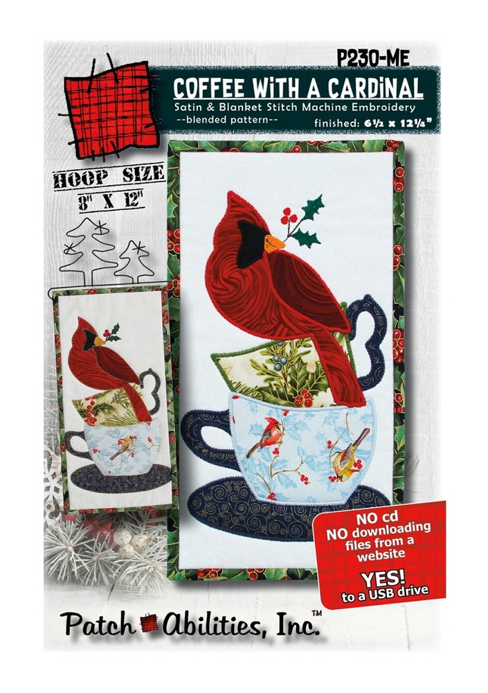 Patch Abilities Coffee With a Cardinal Machine Embroidery Version P230-ME