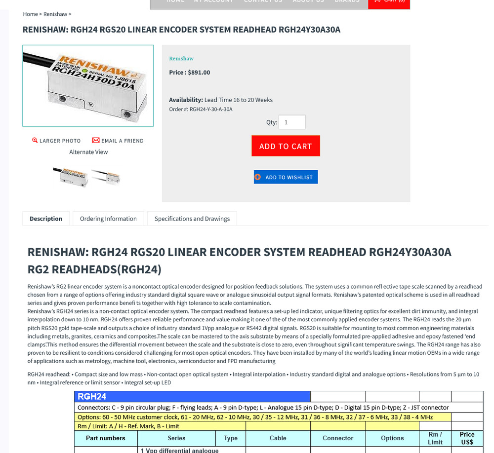 RENISHAW: RGH24 RGS20 LINEAR ENCODER SYSTEM READHEAD RGH24Y30A30A