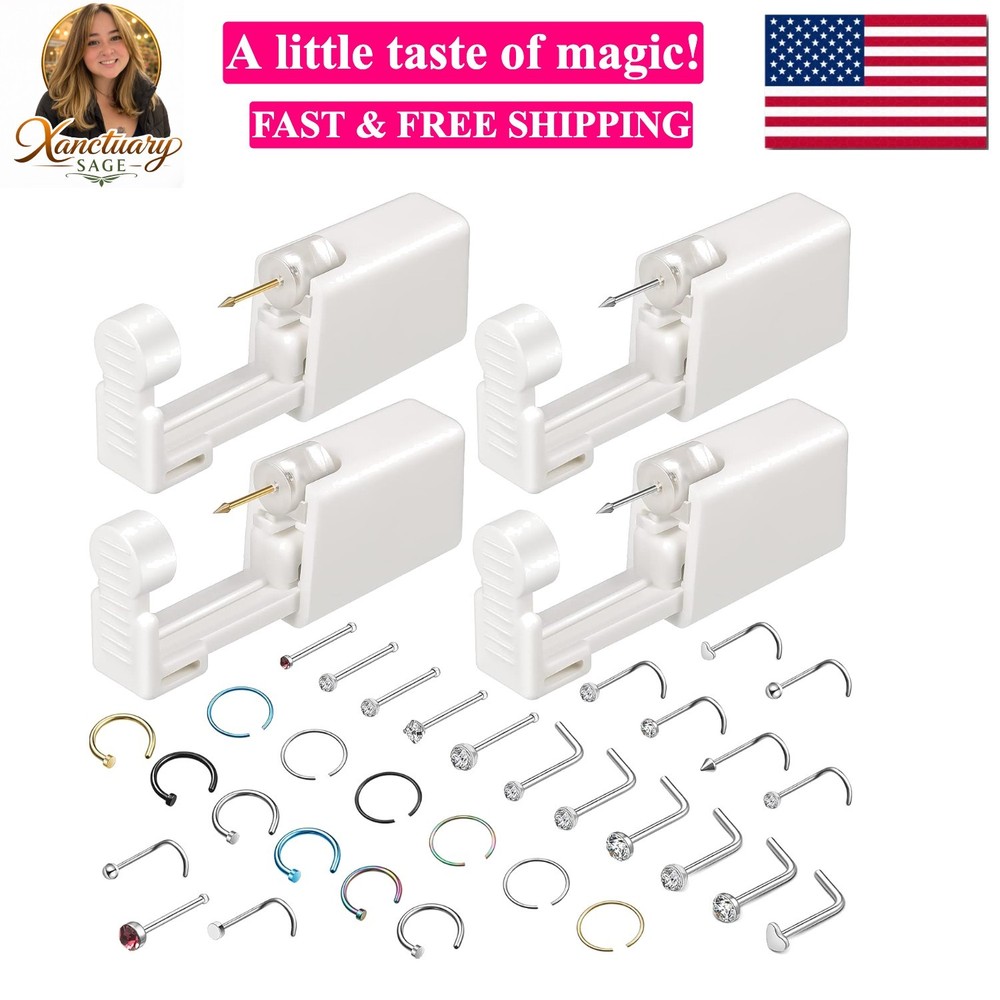 36 Nose Ear Piercing Tool Kit Includes 4 Disposable Nose Piercing Machine wit...