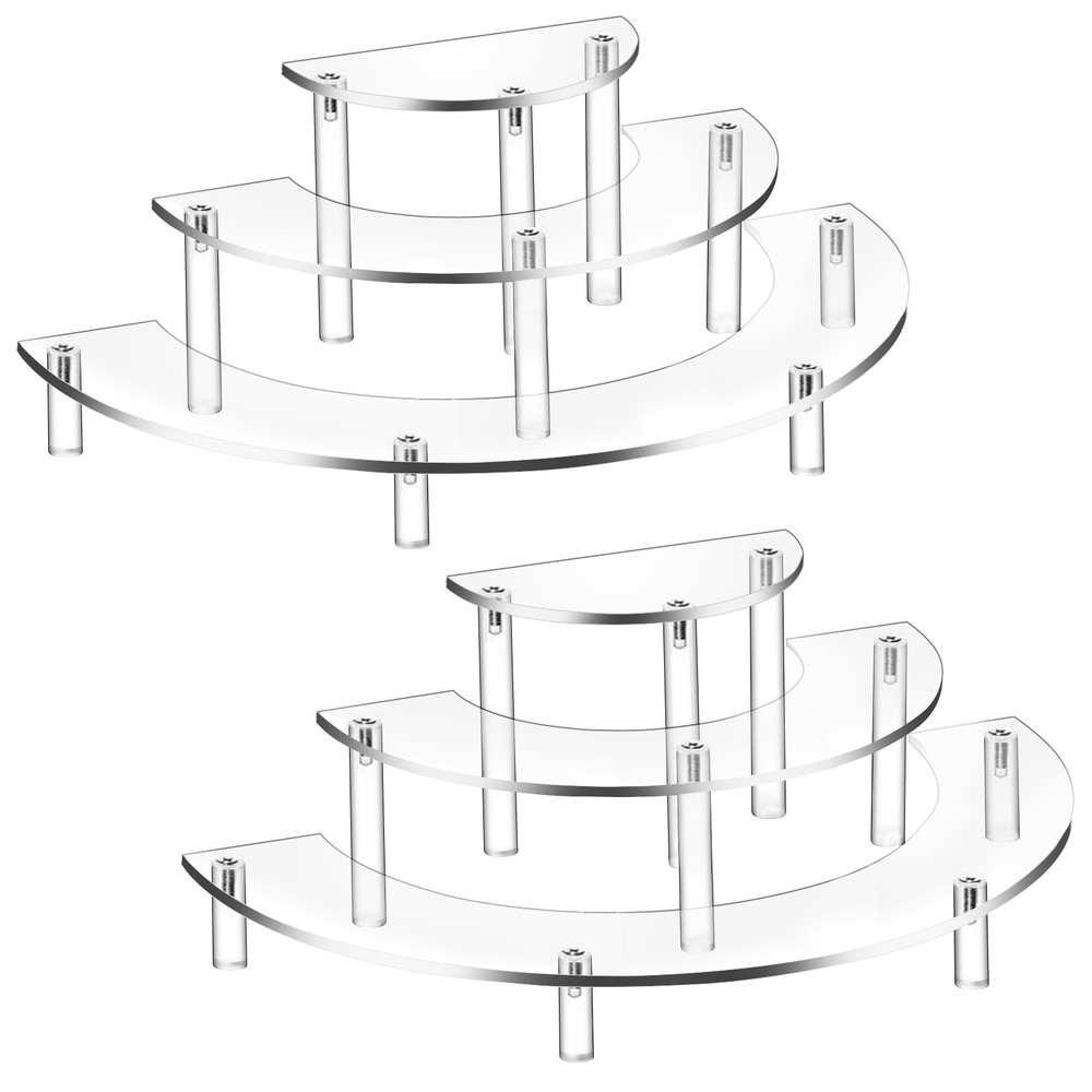 2PCS 3 Tier Acrylic Display Risers, Half Moon Cupcake Stand, Clear Perfu...