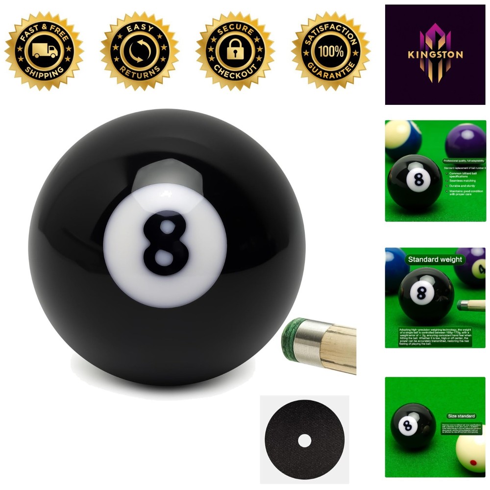 High-Quality Black Billiards 8 Ball - Perfect Replacement for Your Pool Table