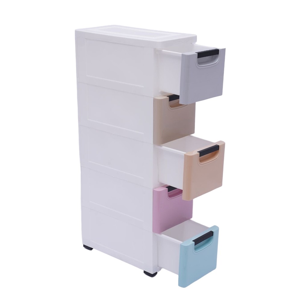 Stackable Clothes Storage Box Heavy Duty Plastic Storage Cabinet w/5 Drawers