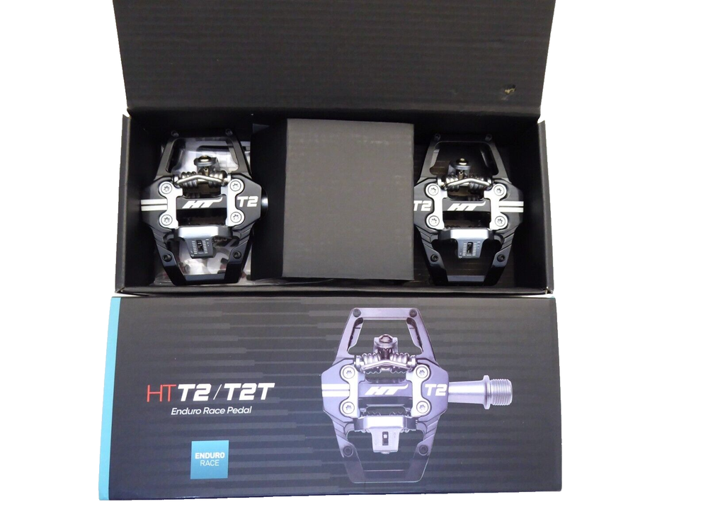 HT T2 Enduro Race, Dual Sided, Clipless/Platform, Black