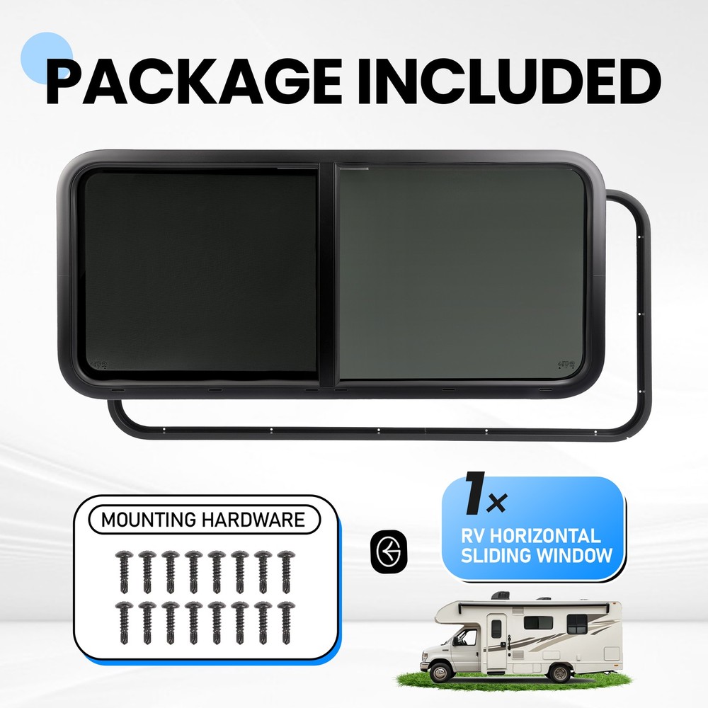 48" Width X 22" Height Horizontal Sliding Window W/ Screen For Cargo Trailer RV