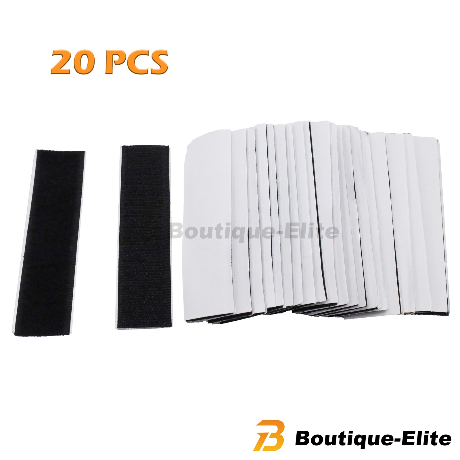 20 Sets Heavy Duty Hook & Loop Adhesive Strips 1x4” Black Sticky Back Fastener