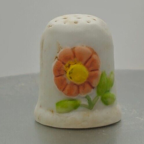 Porcelain Thimble - Orange Flower
