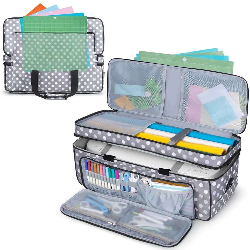 LUXJA Double-Layer Carrying Case with Cutting Mat Pocket for Cricut Maker 4, ...