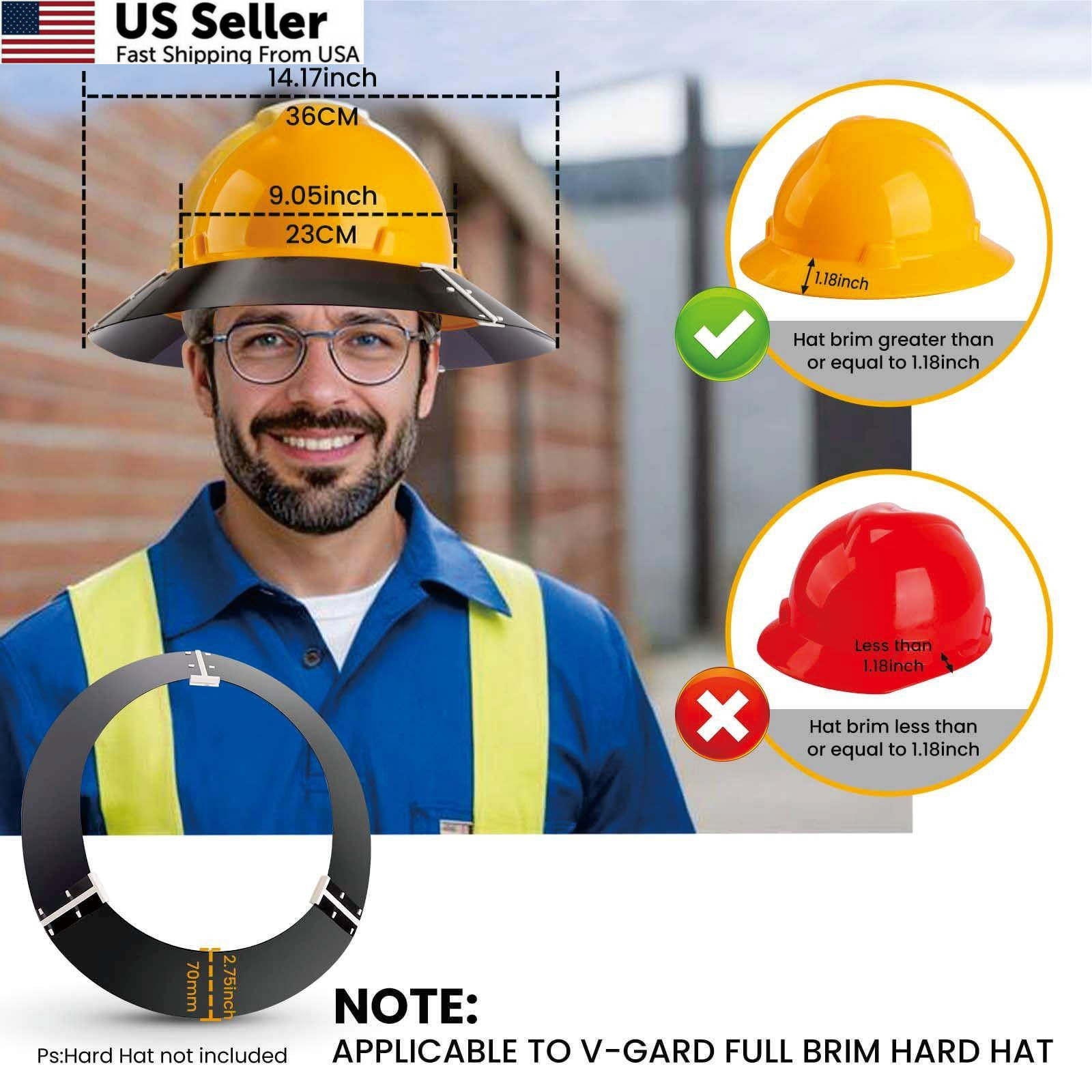 Full Brim Hard Hat Visor with Neck Protector High Visibility Outdoor