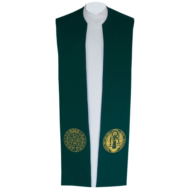 Reversible St. Benedict PRIEST Stole with Embroidery