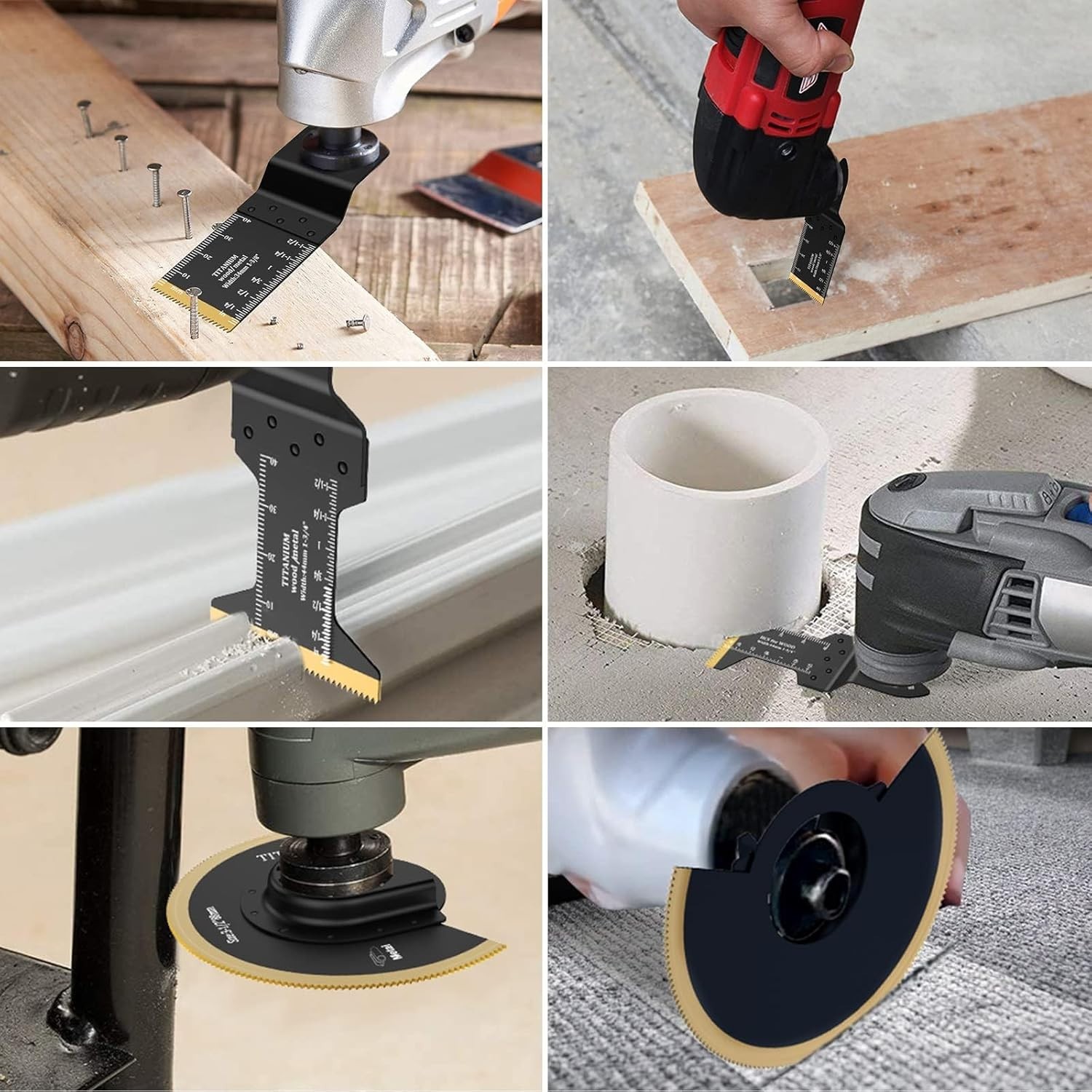 5PCS Titanium Oscillating Saw Blades Kit, Titanium Oscillating Multitool Blades