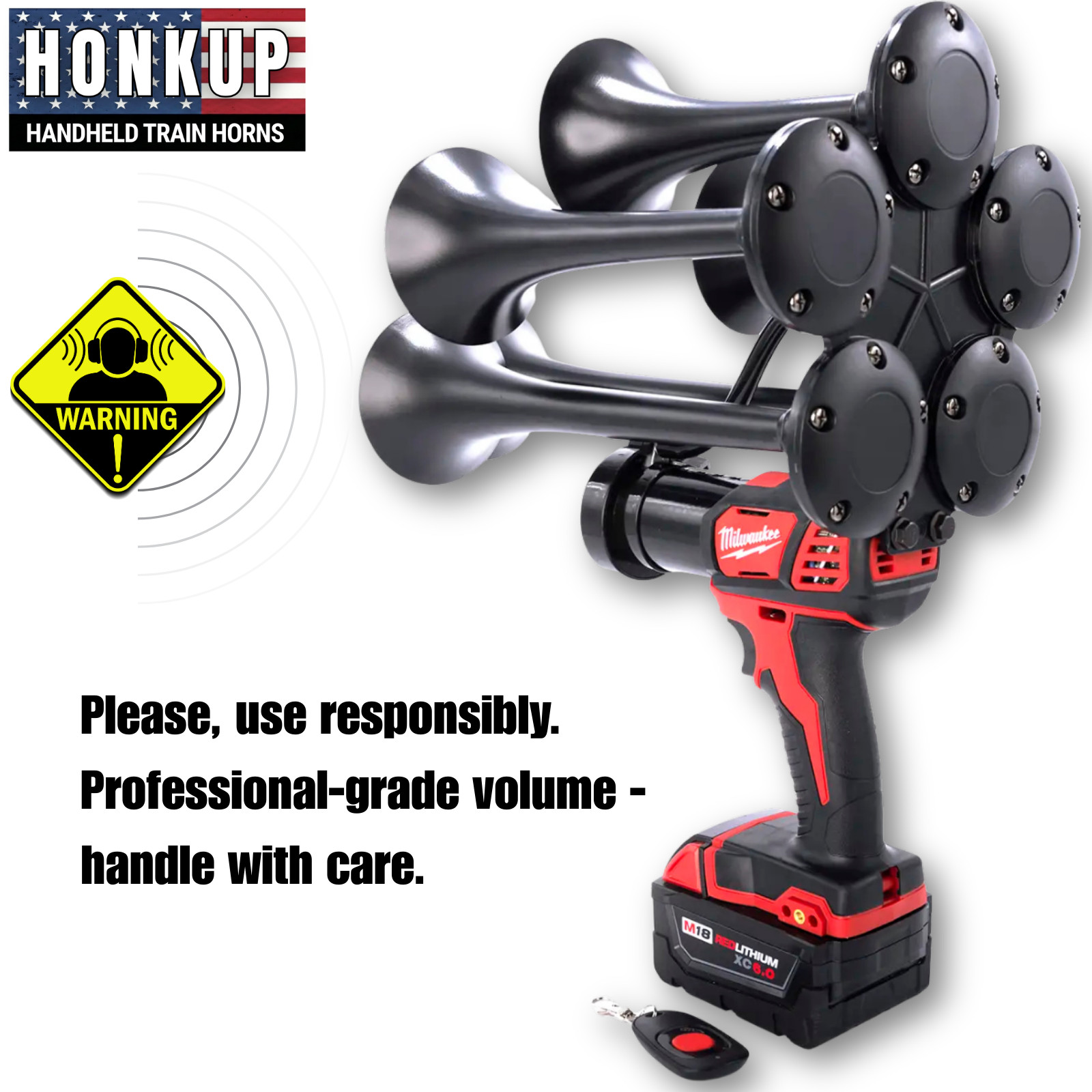 Milwaukee M18 Train Air Horn - Impact Drill Train Horn 5-Trumpet Penta + REMOTE