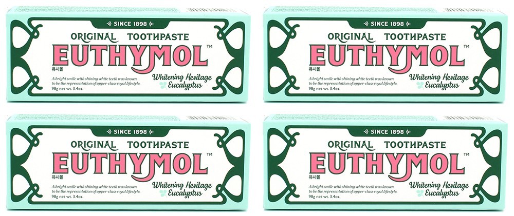 EUTHYMOL Whitening Heritage Original Toothpaste 98g Eucalyptus Mint 4 PACK