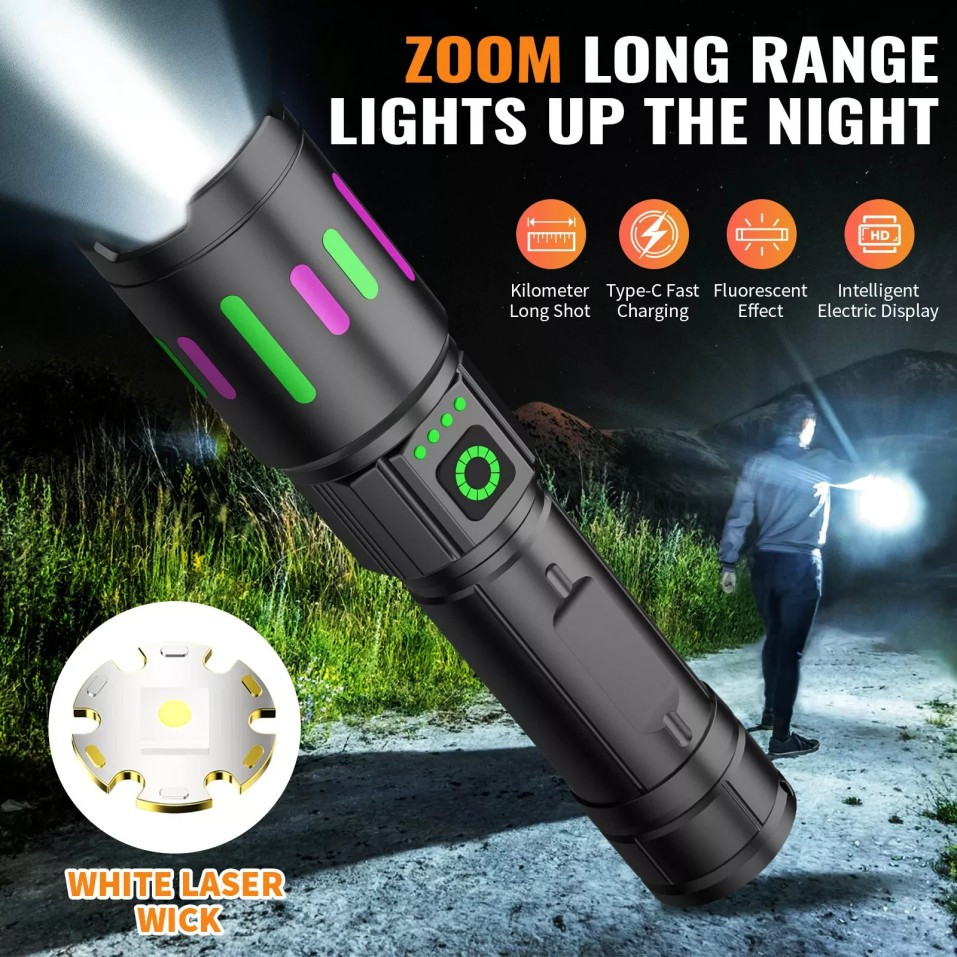 350000000 Lumen Super Bright LED Tactical Flashlight Rechargeable Work Light-