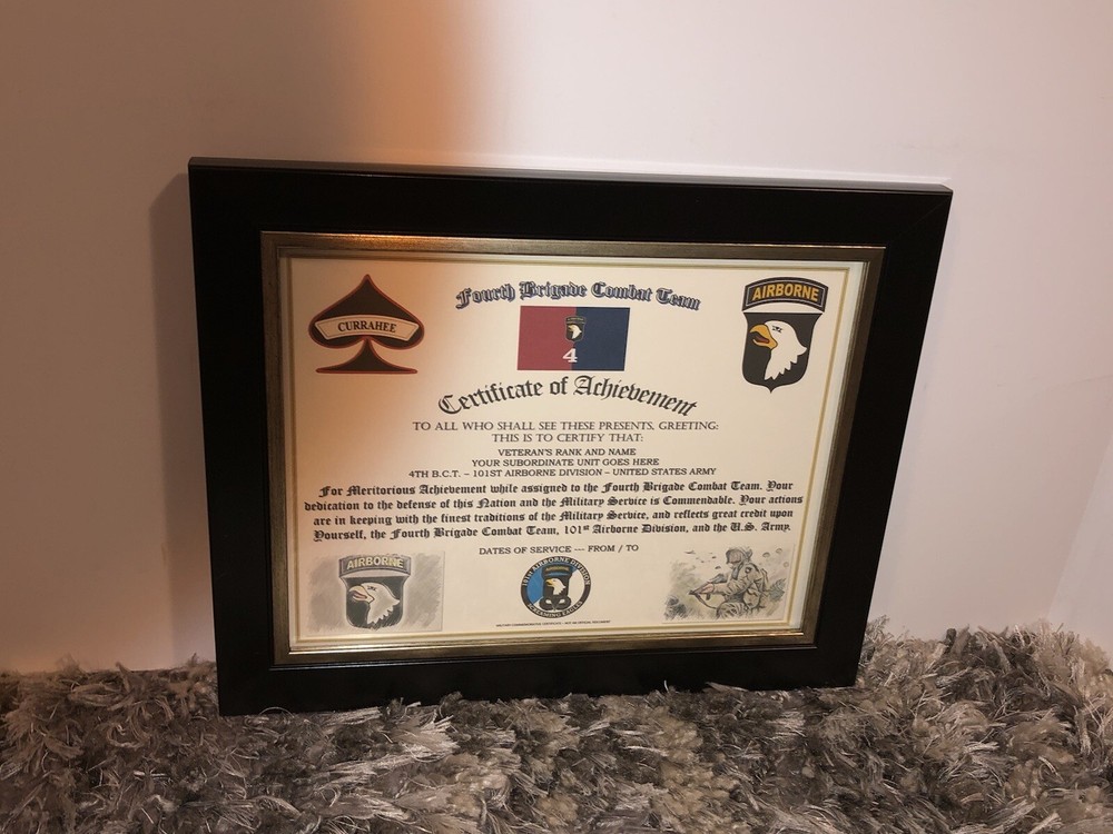 4TH B.C.T. / 101ST AIRBORNE DIVISION - ACHIEVEMENT (COMMEMORATIVE CERTIFICATE)