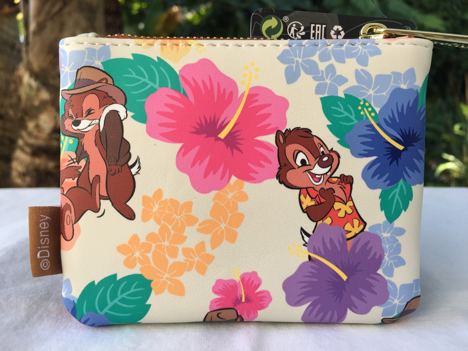Loungefly Disney Chip & Dale Floral Print Zip Close Coin Purse NWT 8+