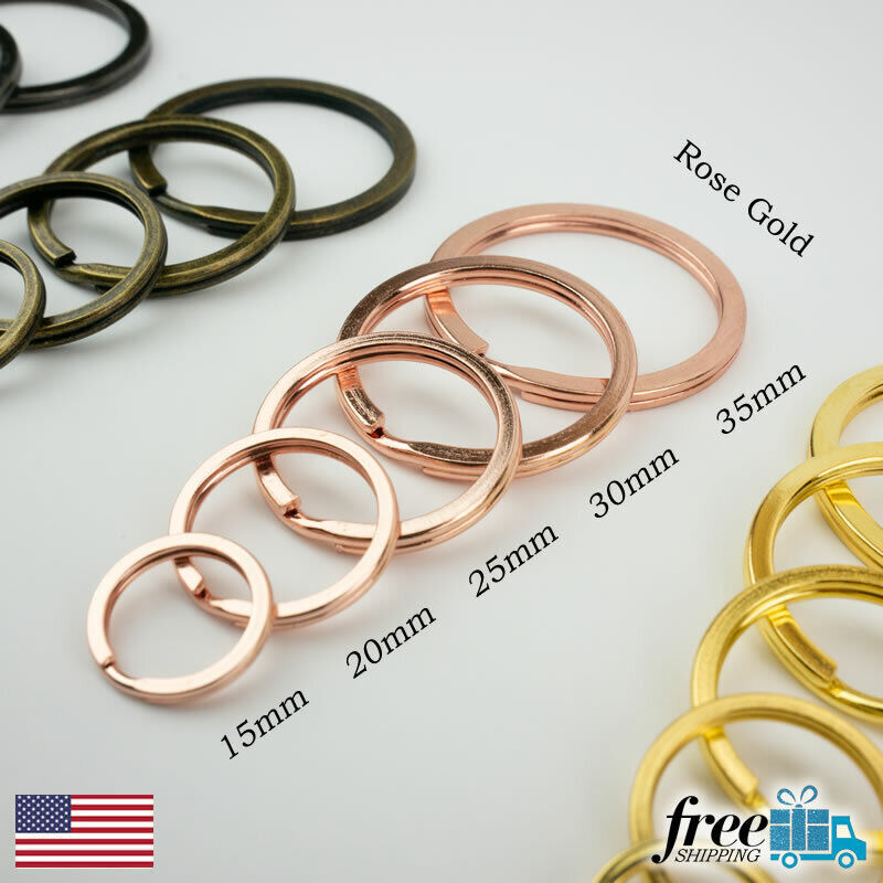 Split Ring Flat Surface Key Rings Double Loop Keychain Metal Plating