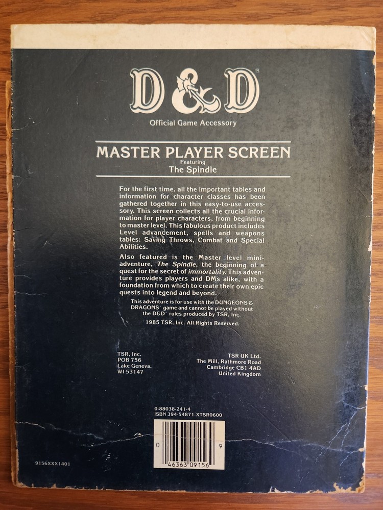 AC7 Player's Reference Screen D&D BECMI TSR Dungeons Dragons 1985
