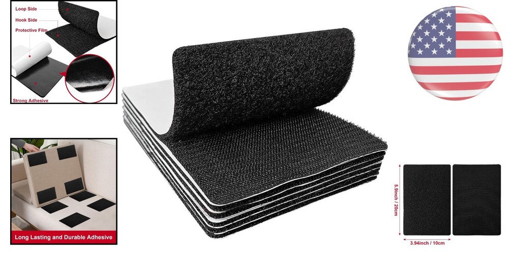 Durable 4x6 Inch Adhesive Hook and Loop Tape - Versatile for Sewing & Projects