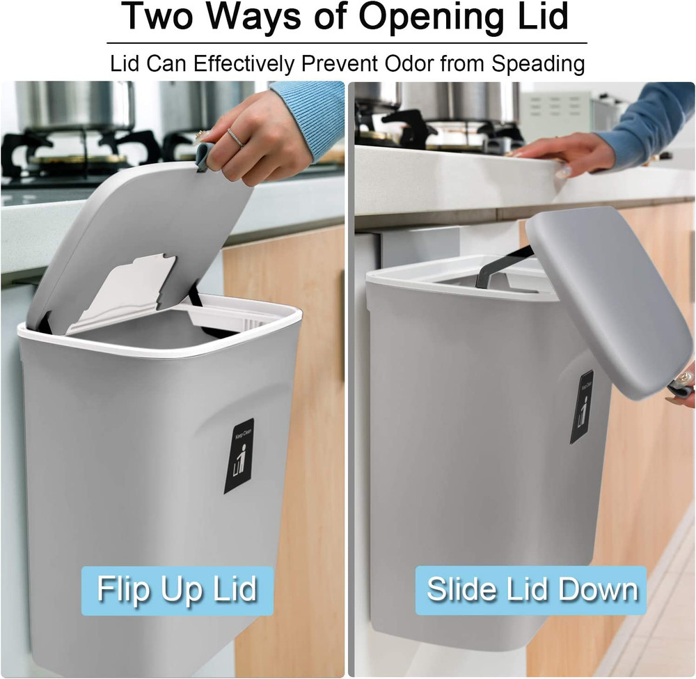 2.4 Gallon Kitchen Compost Bin for Counter Top or under Sink, Hanging Small Tras