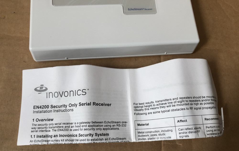 BOSCH INOVONICS, security systems EN4200 Serial Receiver