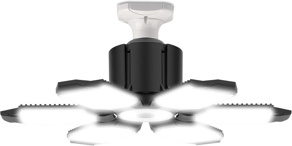 Garage Light Bulb LED 100W with 6 Deformable Panels, E26/E27 Garage Led Ceiling
