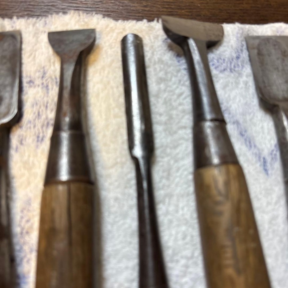 Vintage Japanese Chisel Set Tool 7 Pieces Carpentry