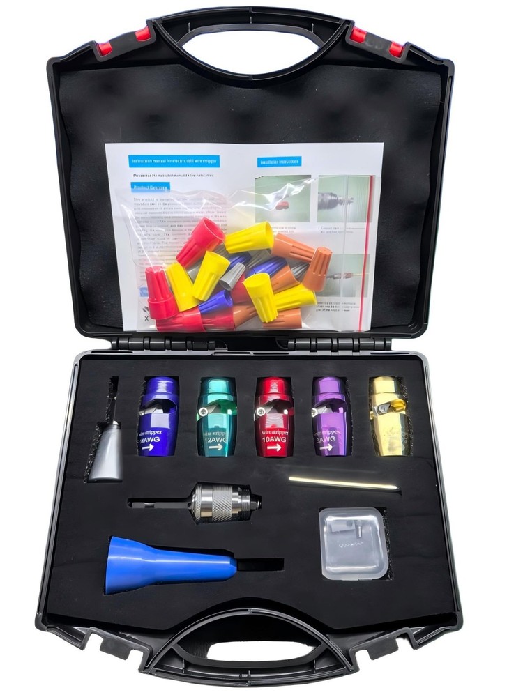 Upgrade Wire Stripper For Drill Wire Stripping Twisting Tool Electrical W/ Case