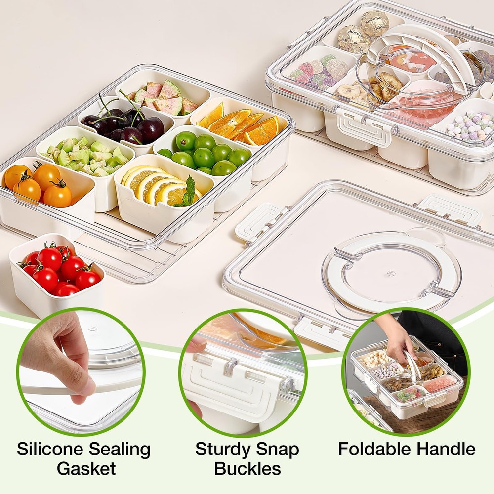 Snackle Box Container set 2 Pack Divided Serving Tray for Food