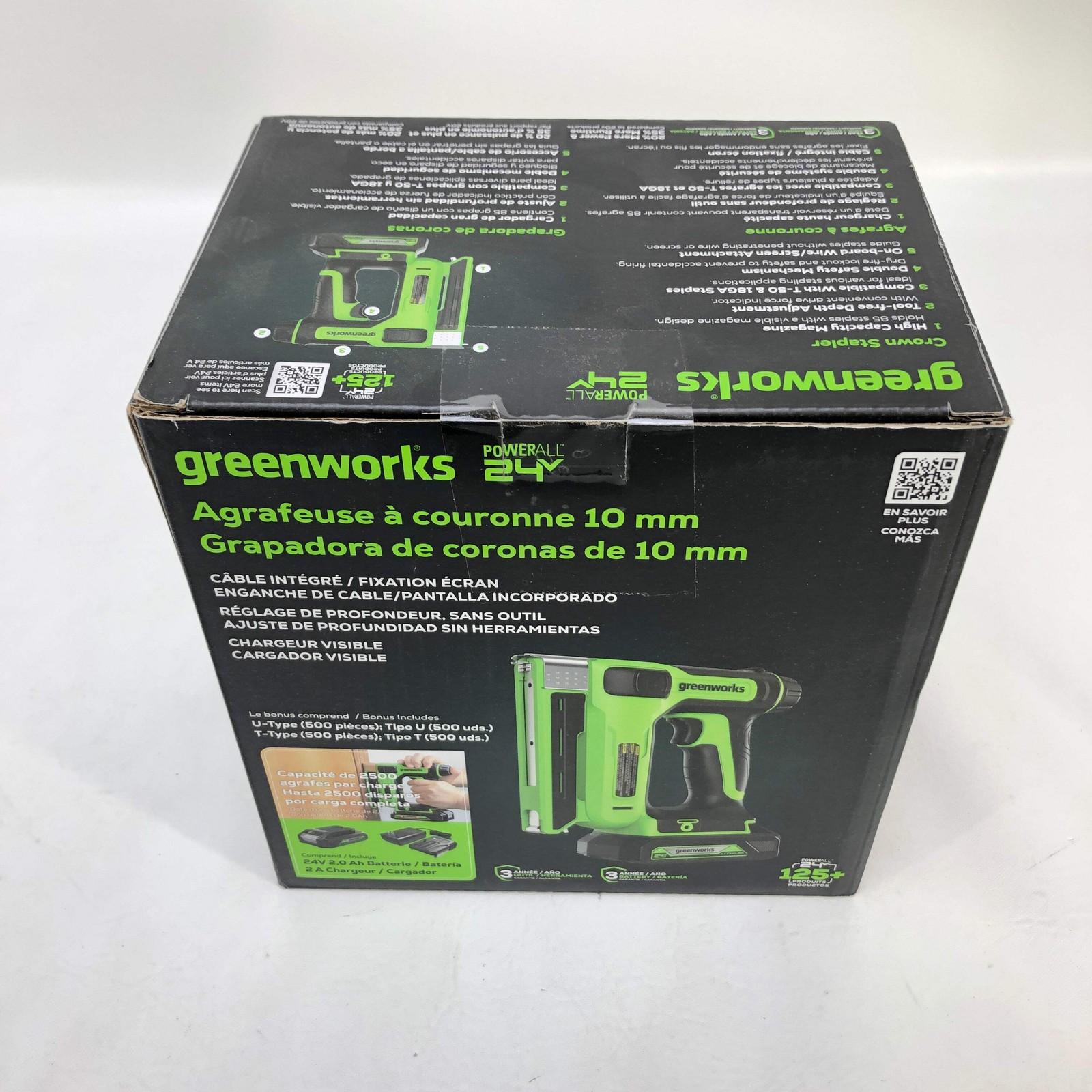 New Greenworks STG309 24V 3/8 Crown Stapler