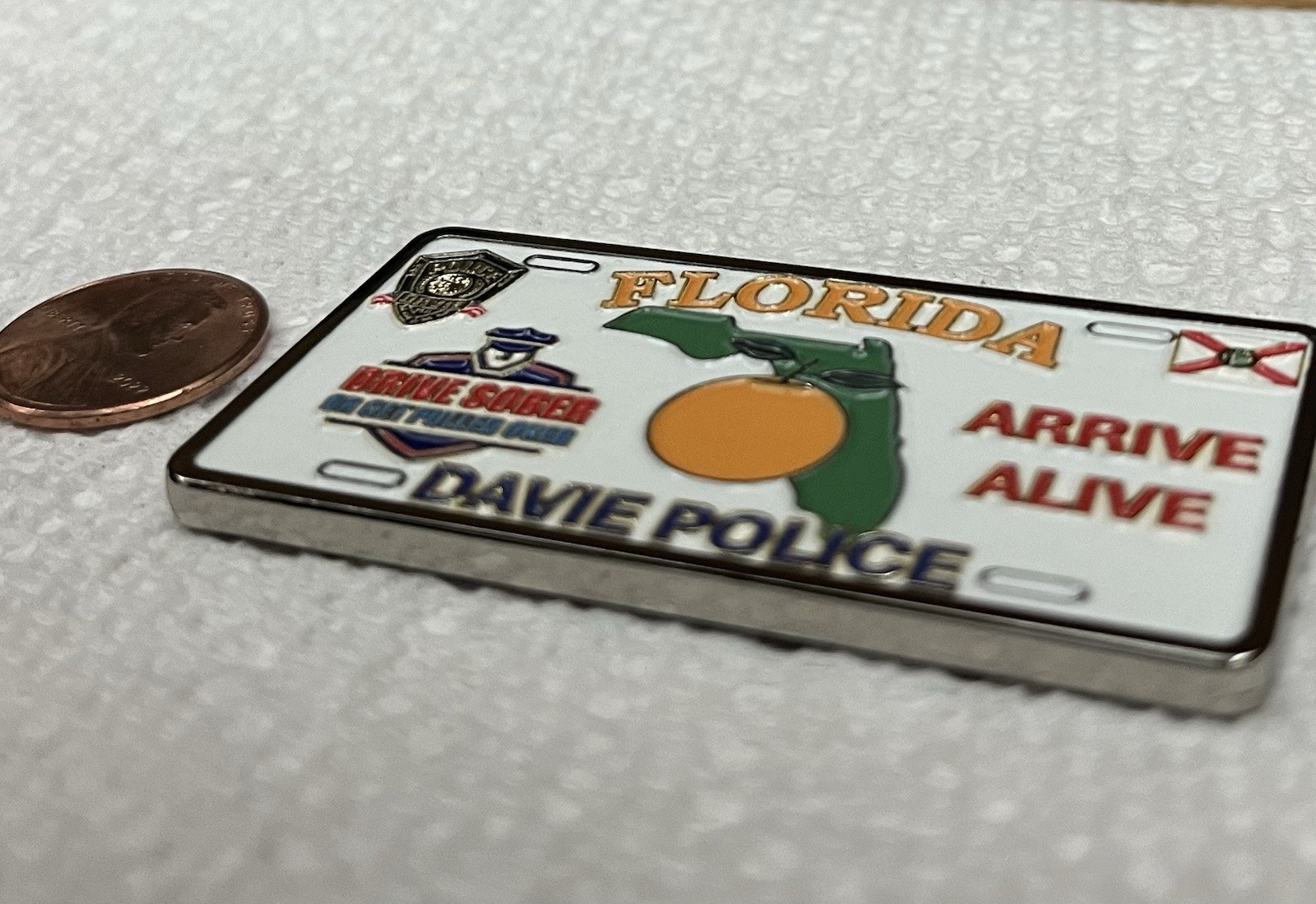 Police Challenge Coin Florida License Plate