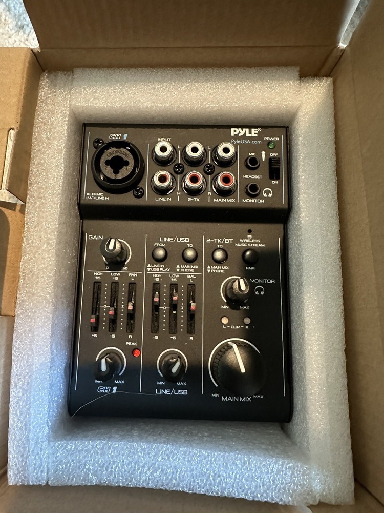 PYLE 3 Channel Bluetooth Audio Mixer - DJ Sound Controller Interface NIB