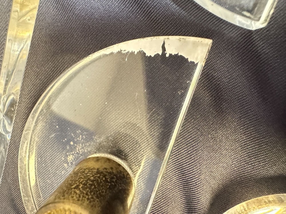 Set of 14 Vintage Circle & Half Circle Lucite & Brass Drawer Pulls Knobs