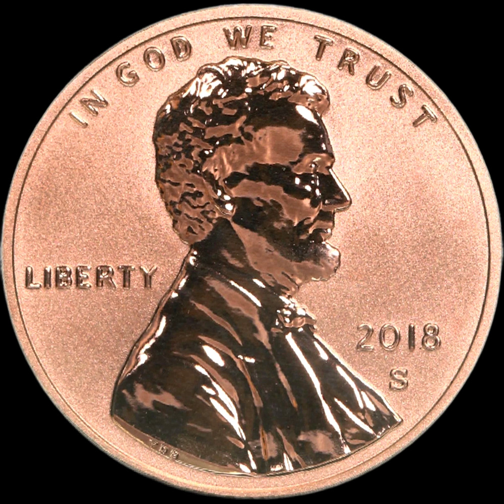 2018-S Lincoln Cent REVERSE PROOF -VERY RARE 50th Anniv Solid Gem Reverse Proof