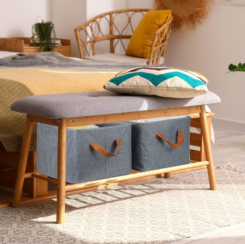 4 PCS Linen Storage Large(No Drawstring & Visible Design), Gray,4 Pack