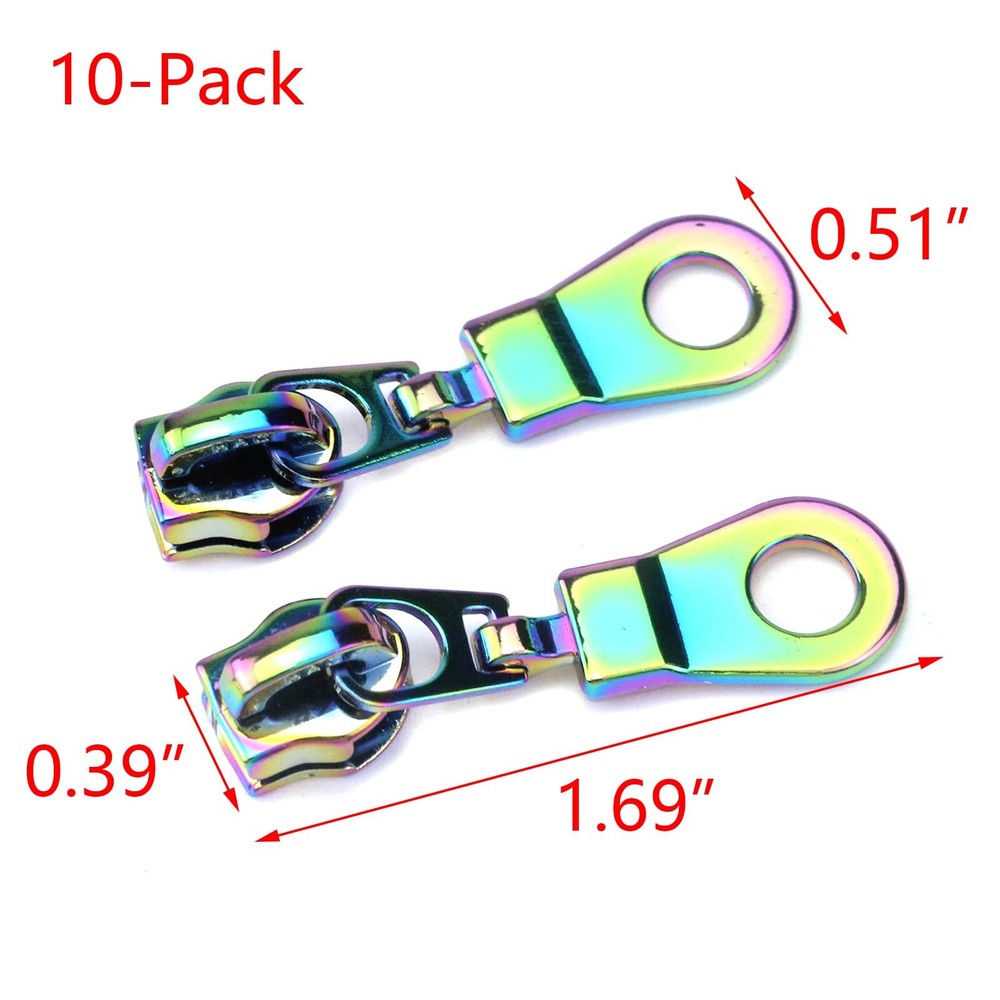 10-Pack #5 Rainbow ZipperZipper Replacement Zipper Pull for Luggages Purses B...