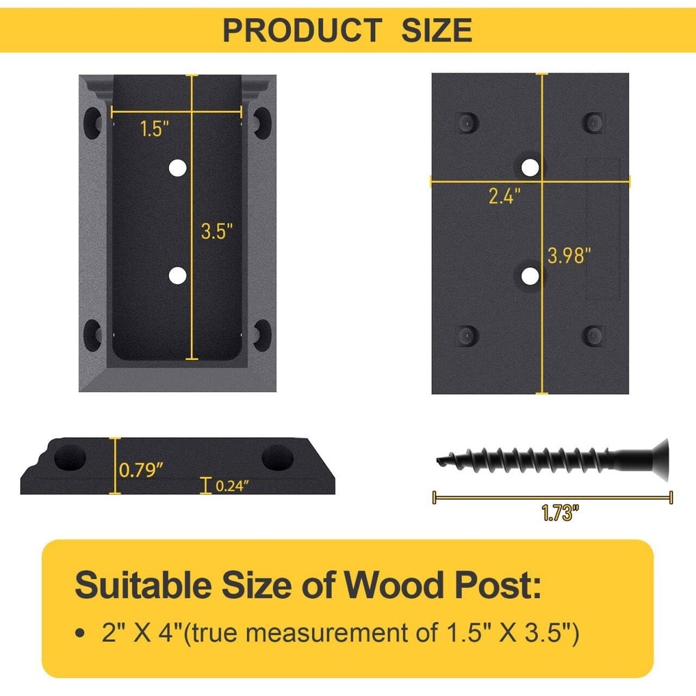 Deck Railing Bracket Connectors, 2x4 Brackets for Railing Wood Lumber Post, 2...