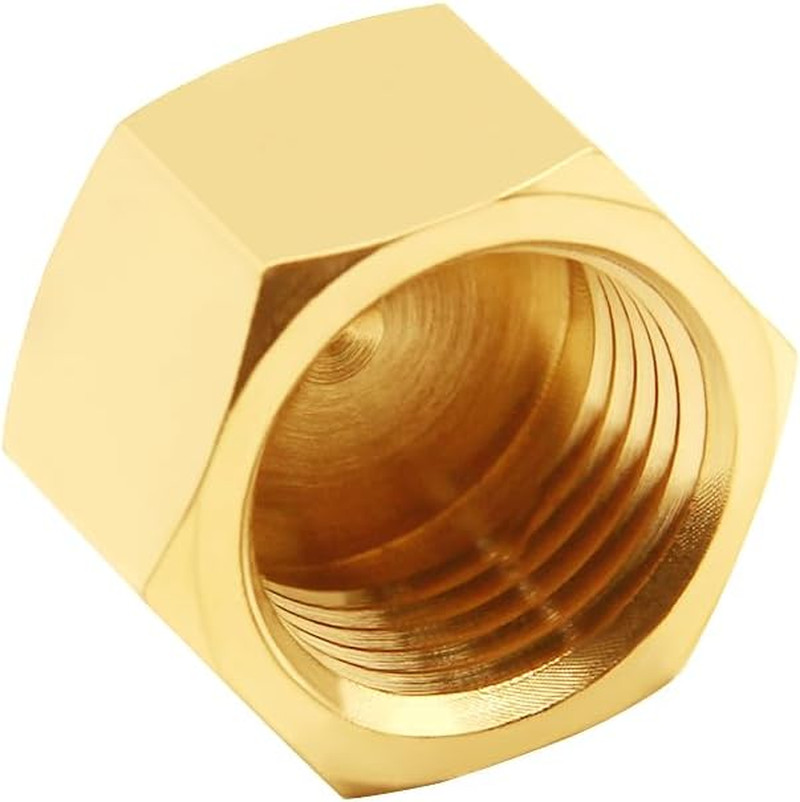 4PCS Brass 1/2 Inch NPT Caps Outer Hex 1/2" NPT Female Thread Socket Pipe End Ca