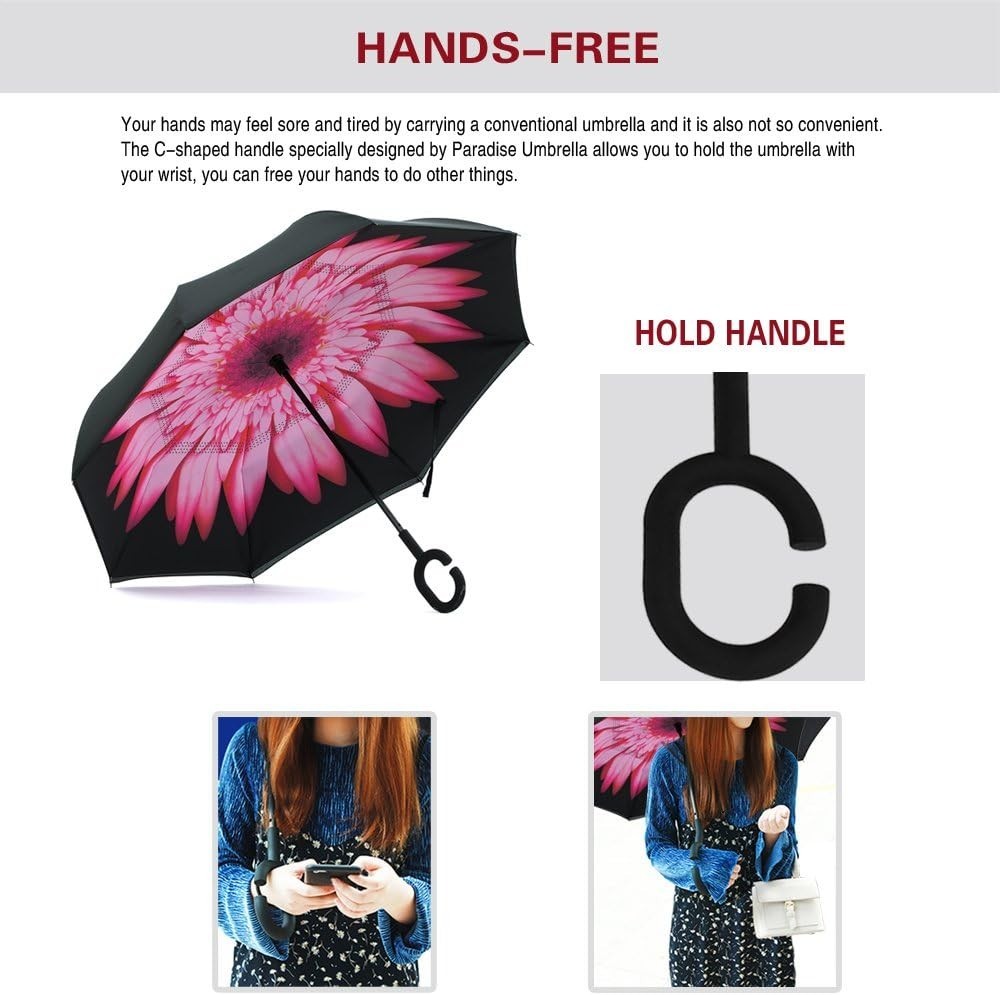 49/56 Inch Inverted Reverse Upside Down Umbrella Extra Large Double Canopy