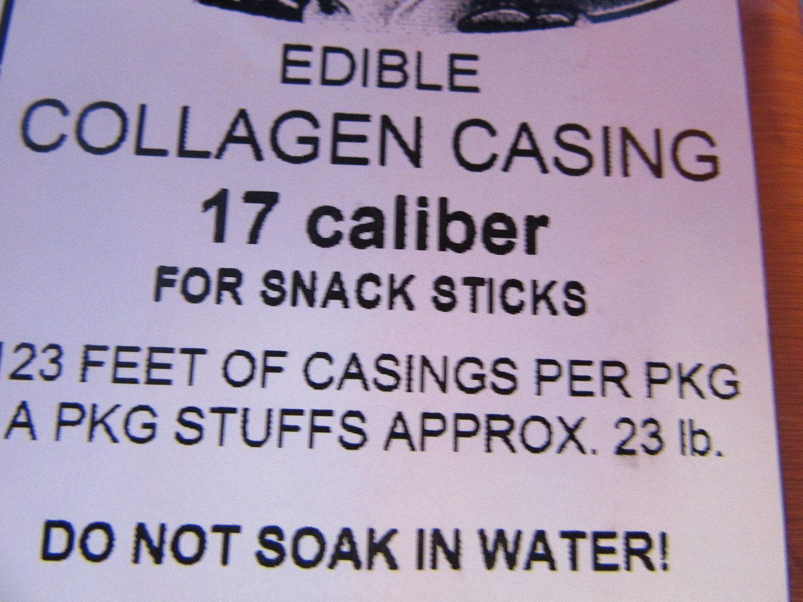 Slim 17 mm Casings Sausage Snack Sticks for 46 lbs beef. Filled 1/2" diameter