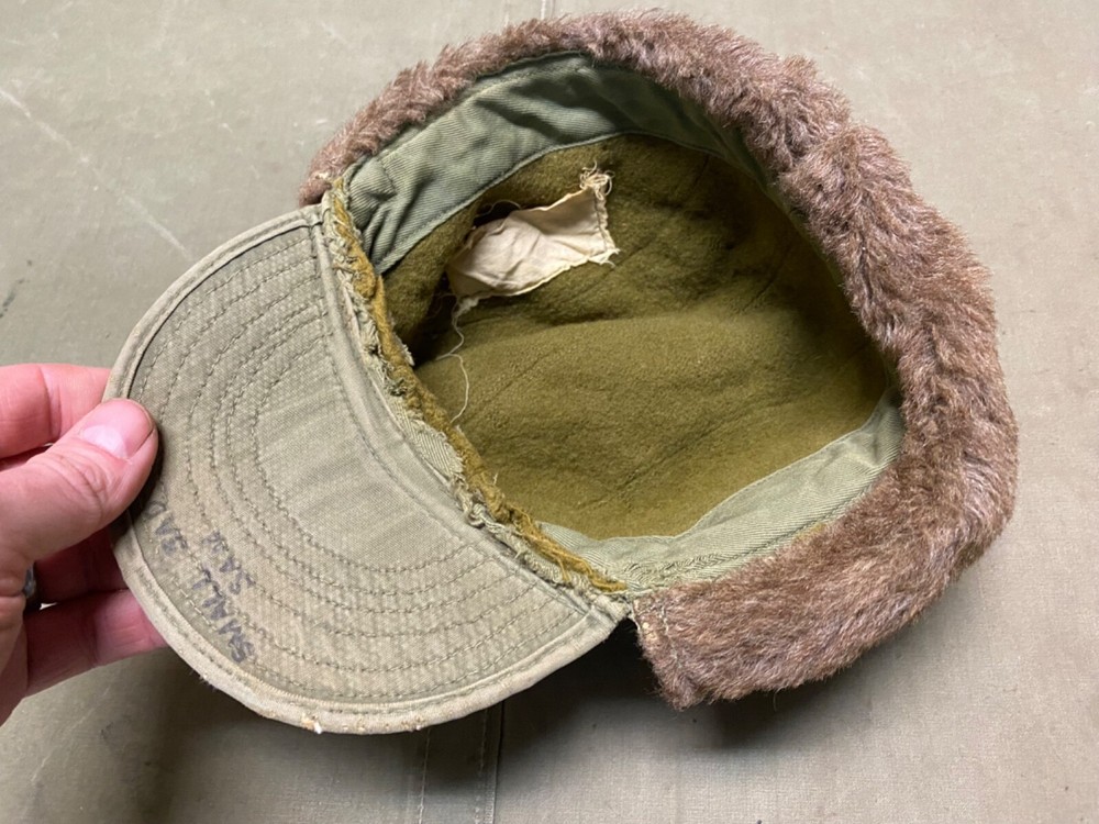 ORIGINAL POST WWII US ARMY M1943 WINTER PILE HAT CAP-MEDIUM SIZE 7