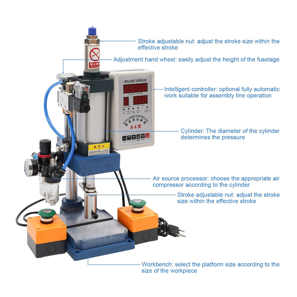 440lb Pneumatic Punch Machine Press Equipment Adjustable with Digital Controller