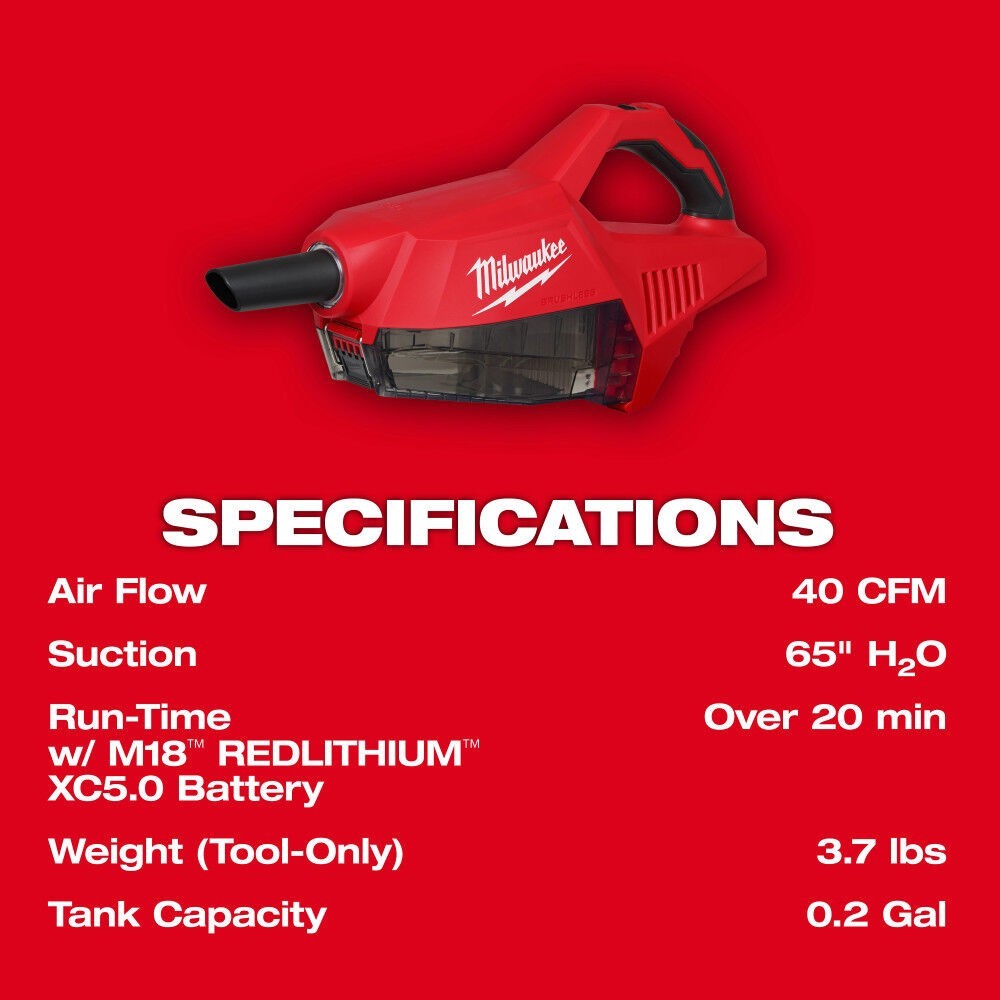Milwaukee M18 Brushless Handheld Vacuum (Bare Tool)