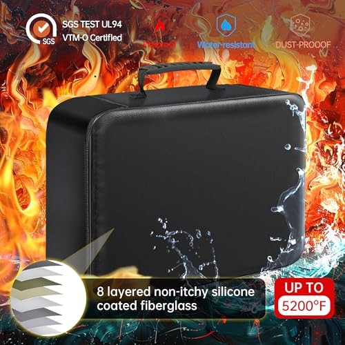 GIANTLUMl Document Bag with Lock,Fireproof 3-Layer File Storage Case with