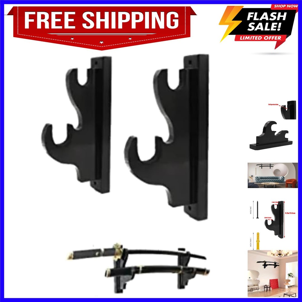 Sword Wall Mount,1-Pair Upscale Hook Sword Stand,Sword Hook,Solid Wood Two-La...