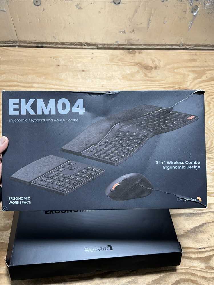 ProtoArc EkM04 Keyboard & Mouse Ergonomic Wireless Combo Split Design Black