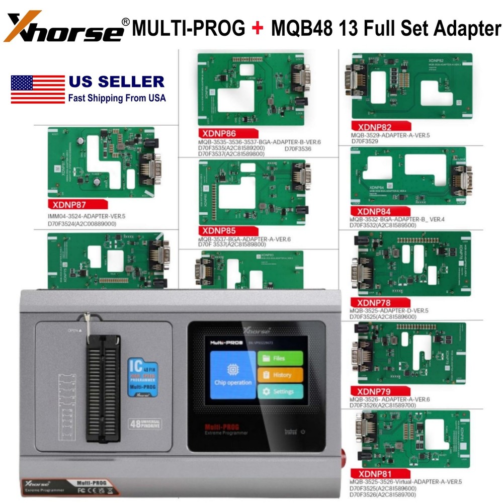 Xhorse MULTI-PROG Pro-level Programmer Clone E-CU TCU & 13pcs MQB48 Adapters Set