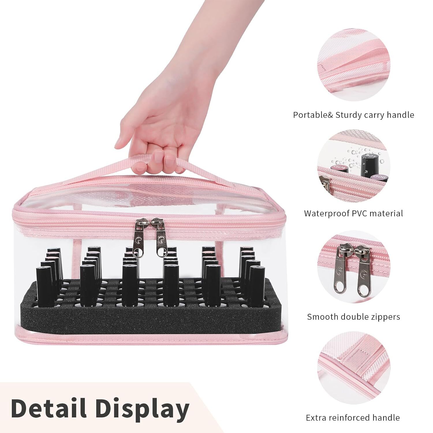 30 Bottle Nail Polish Organizer Case Clear PVC Storage Box
