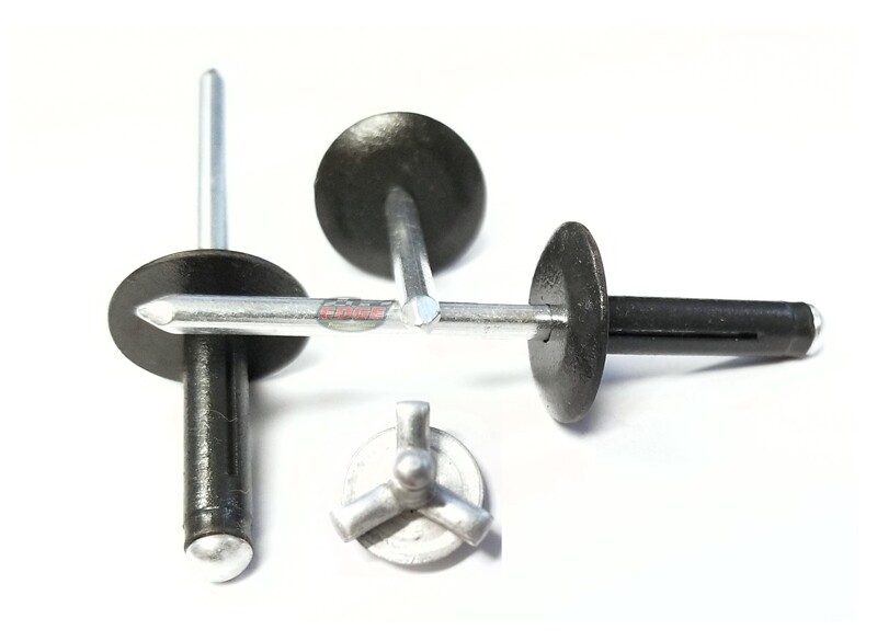 Flat Black 3/16" Large Head Tri-Fold Exploding Aluminum Mandrel Pop Rivets 50...