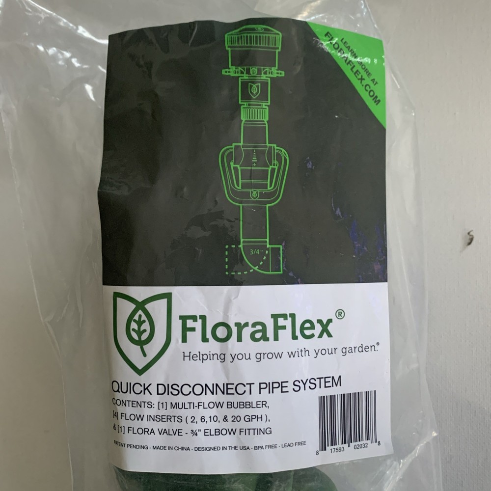 Flora Flex Quick Disconnect Pipe System Bubbler Flow Inserts Flora Valve Elbow