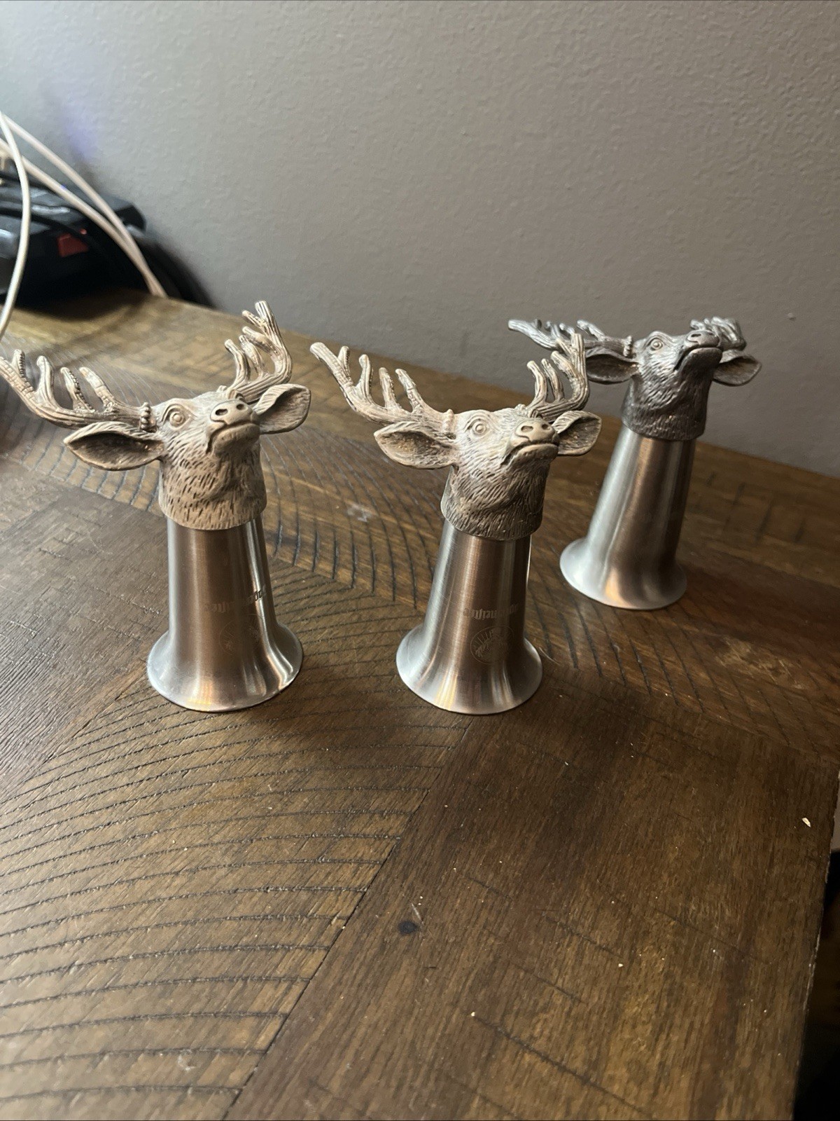 3 Jägermeister  Stag Head Shot Glasses Metal
